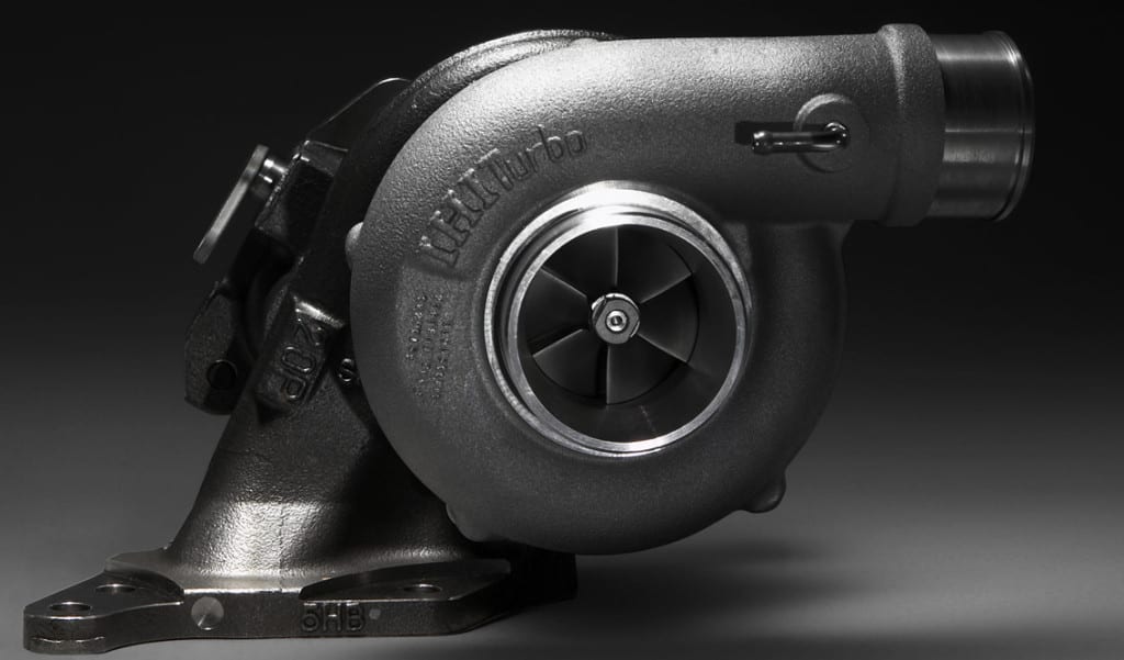 A turbo is shown in black and white.