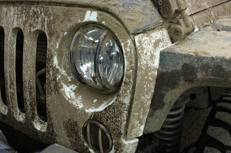Muddy Jeep Headlight