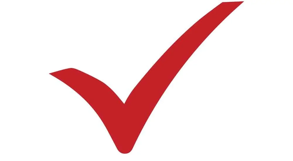 Red checkmark