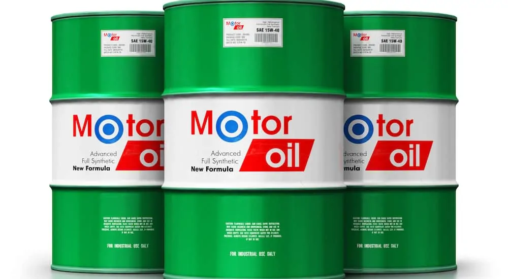 Green Motor Oil Cans