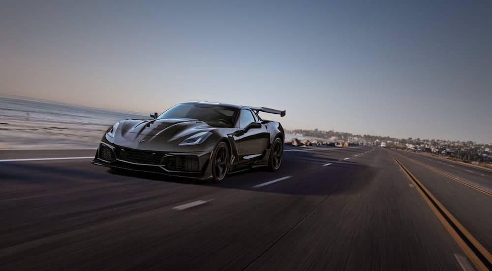 Gray 2019 Chevrolet Corvette ZR1 on beach-adjacent highway