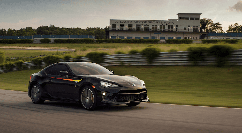 A black 2019 Toyota 86 TRD on a racetrack