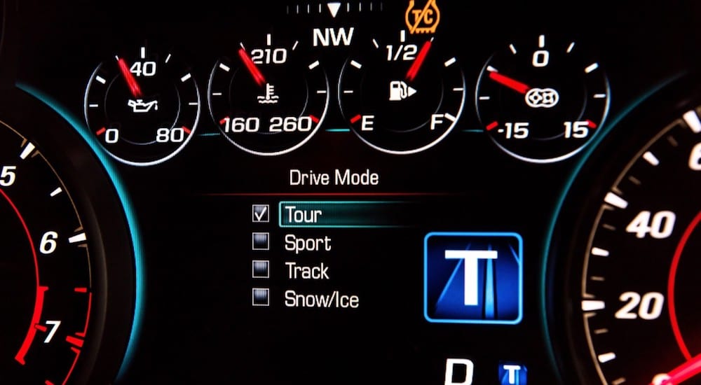 A closeup of the information cluster on a 2019 Chevy Camaro ZL1