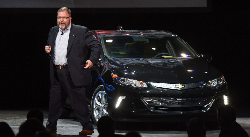 GM's Tm Mahoney at an auto show