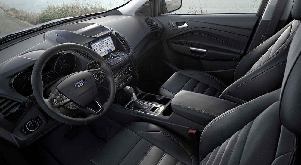 The interior of a 2019 Ford Escape, which wins when comparing the 2019 Ford Escape vs. 2019 Mazda CX-5, is shown. 