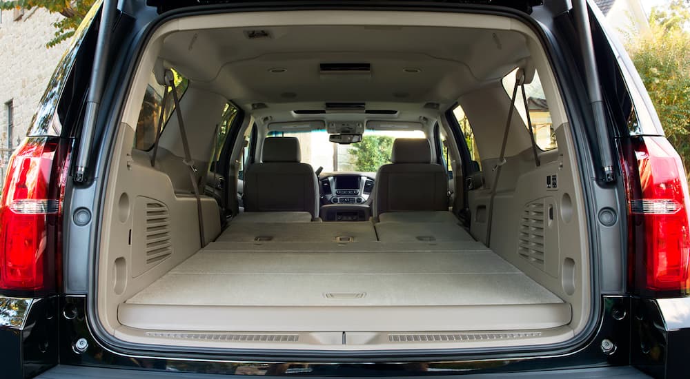 The cargo area of a 2019 Chevy Suburban is shown.