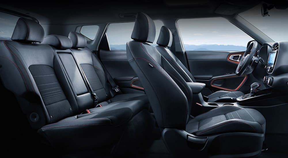 The black interior of the 2020 Kia Soul is shown.