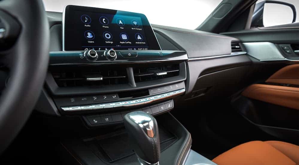 The 2020 Cadillac CT4's interior with a high tech infotainment system.