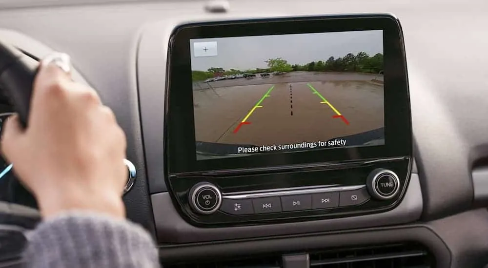 A close up of the infotainment system found inside of the 2020 Ford Ecosport is shown. 