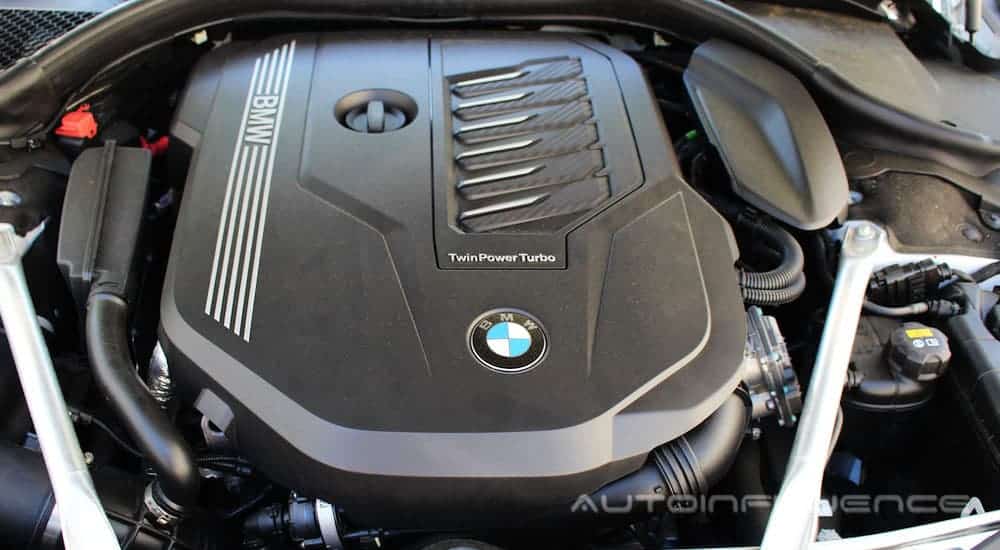 The motor of a 2020 BMW 840i Gran Coupe is shown.