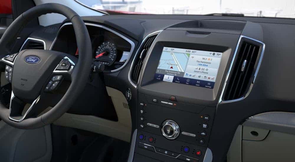 The infotainment screen is shown in a 2020 Ford Edge, winner of the 2020 Ford Edge vs 2020 Chevy Equinox comparison.