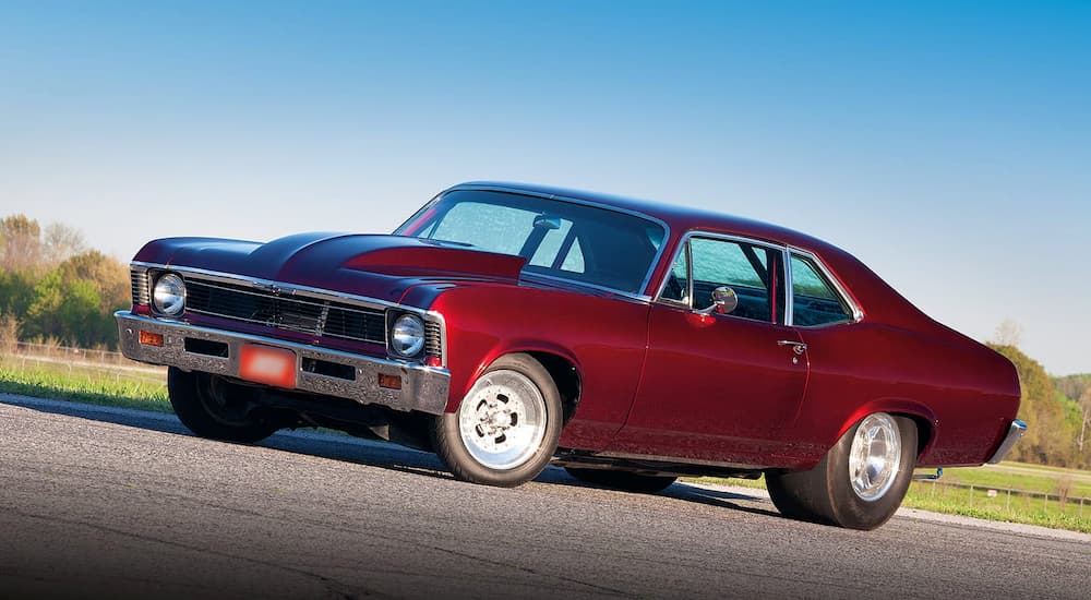 A red 1968 Chevy Nova is shown on an angle.