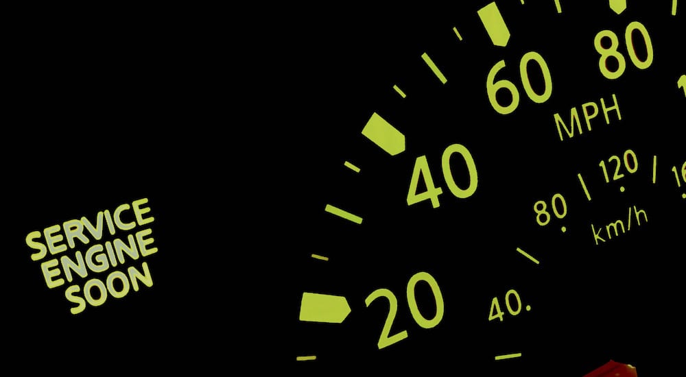 Speedometer with a Service Engine Soon warning