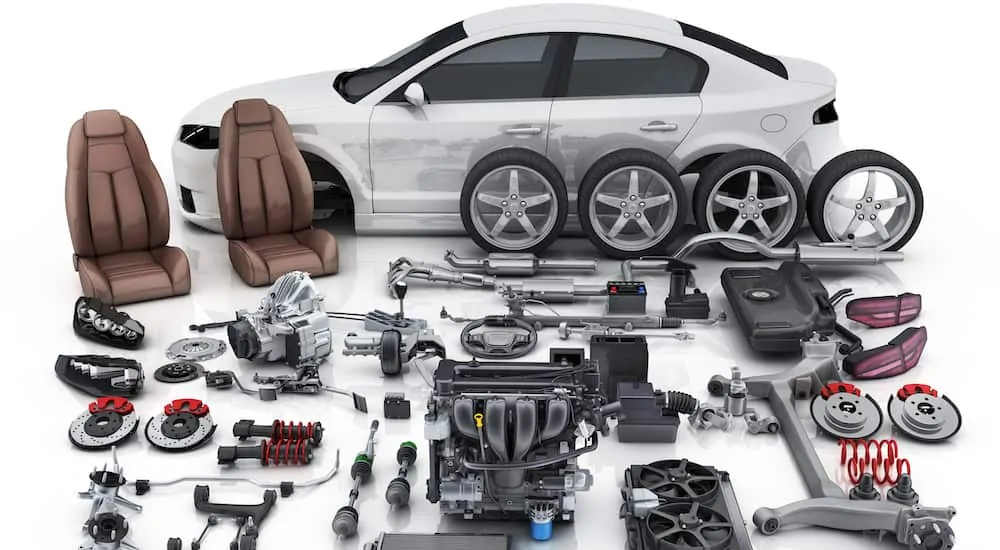 Car Parts being displayed on the floor