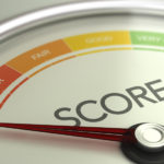Credit score gauge with the red arm point toward "Very Bad"