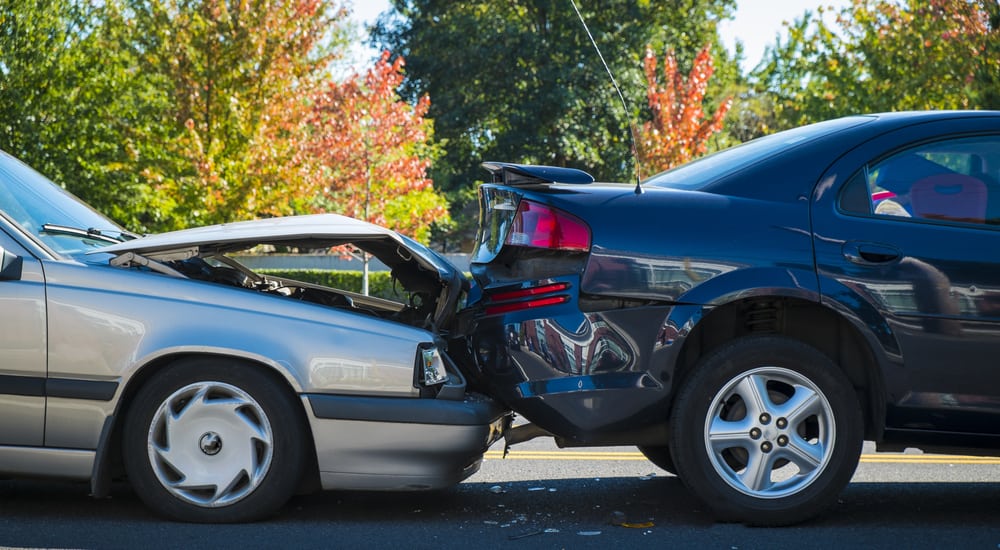 Two cars crashed on the road