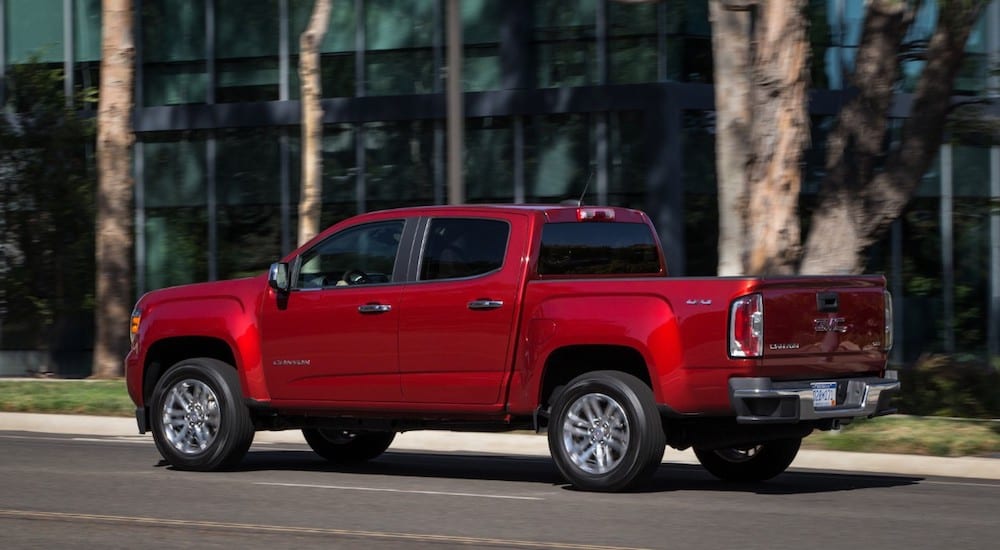Red 2019 GMC Canyon in city