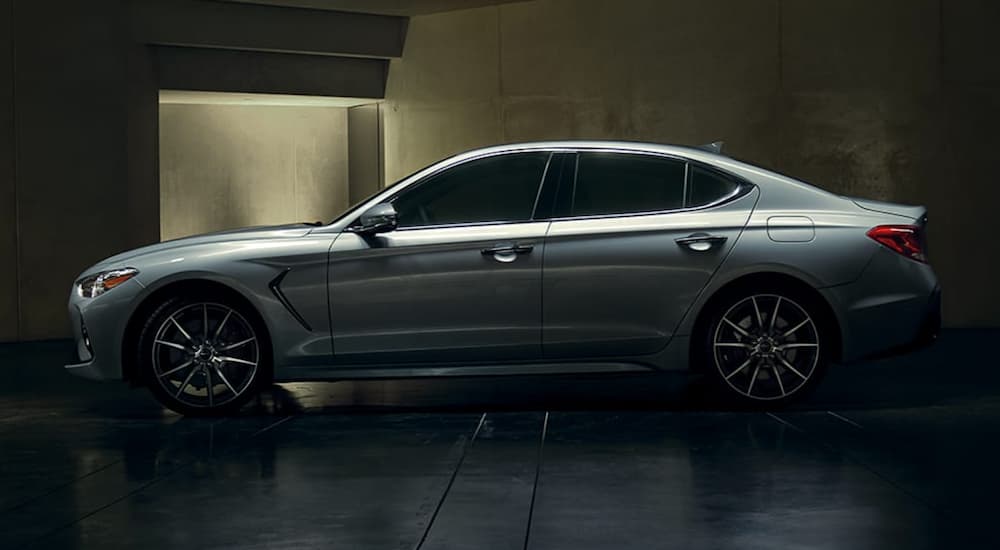 Silver 2019 Genesis G70 in garage