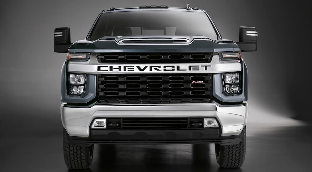 A close up of the front end of a 2020 Chevrolet Silverado 2500HD is shown.