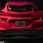 A look at the rear end of a red 2020 Chevy Corvette is shown.