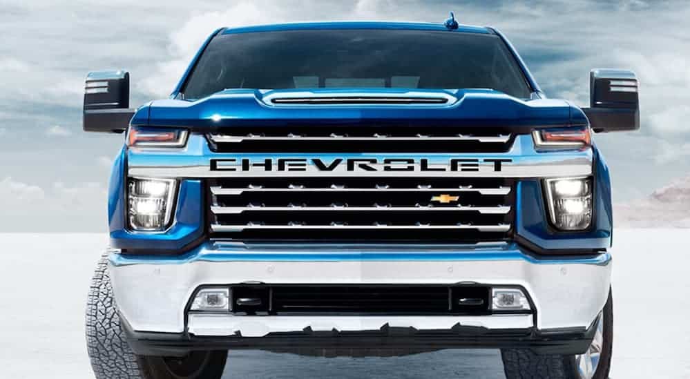 The front end of a 2020 Chevy Silverado 2500 HD.