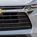 A close up of the front end of a 2020 Chevy Blazer is shown.