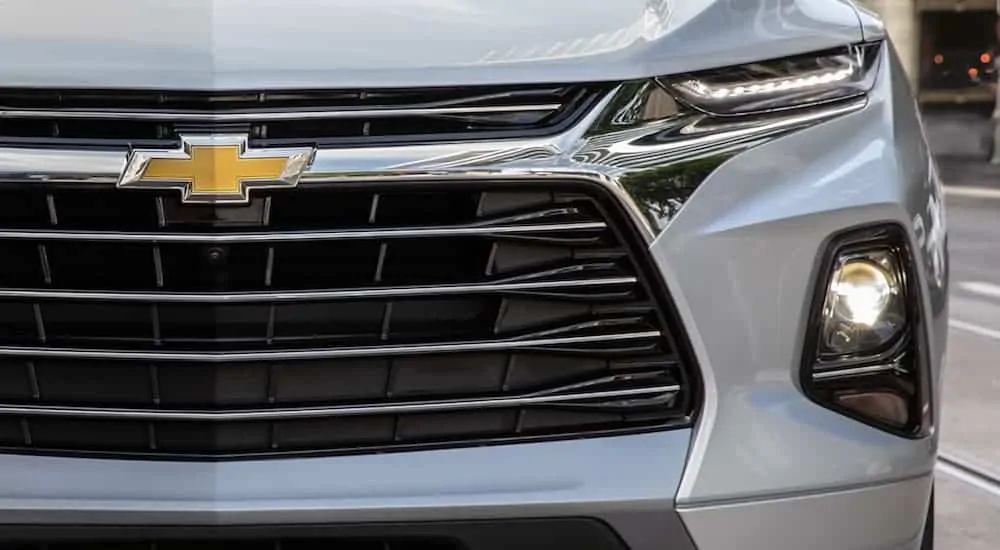 A close up of the front end of a 2020 Chevy Blazer is shown.