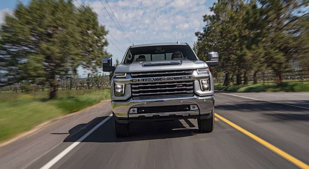 The front grille of a 2020 Chevy Silverado 2500HD is shown.