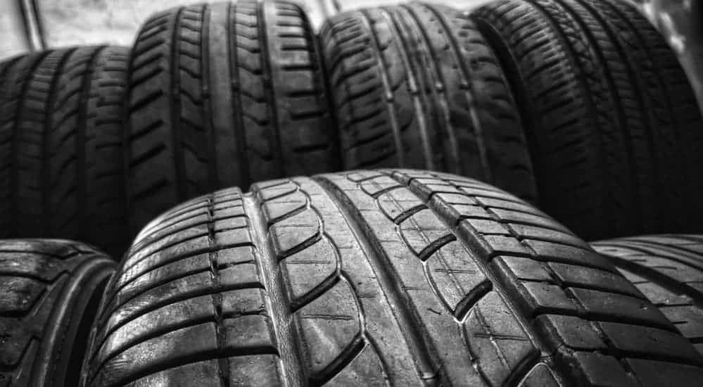 A close up of discount tires is shown.
