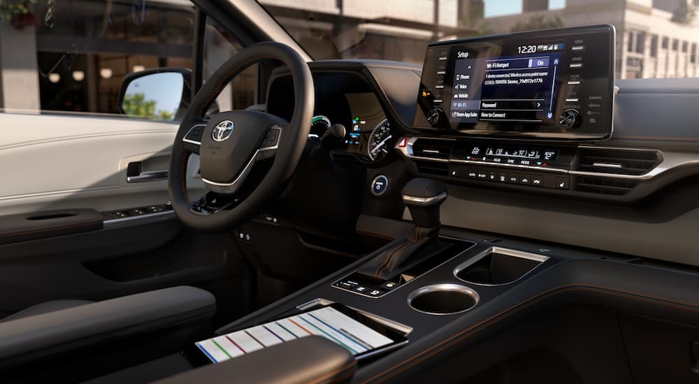 The interior of a 2021 Toyota Sienna is shown.