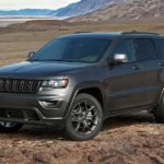 A 2021 Jeep Grand Cherokee is parked in a field after winning a 2021 Jeep Grand Cherokee vs 2021 Toyota 4Runner comparison.