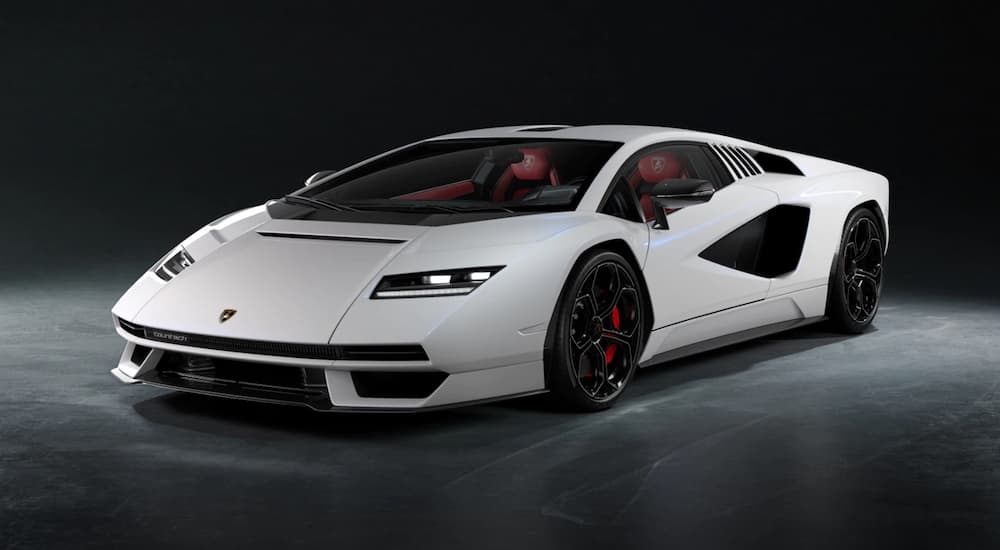 A 2022 Lamborghini Countach LPI 800-4 is shown against a dark background.