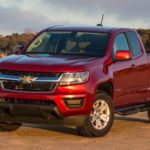 A red 2017 Chevy Colorado is shown parked at an angle.