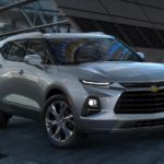 A silver 2022 Chevy Blazer is shown from the front angled right.