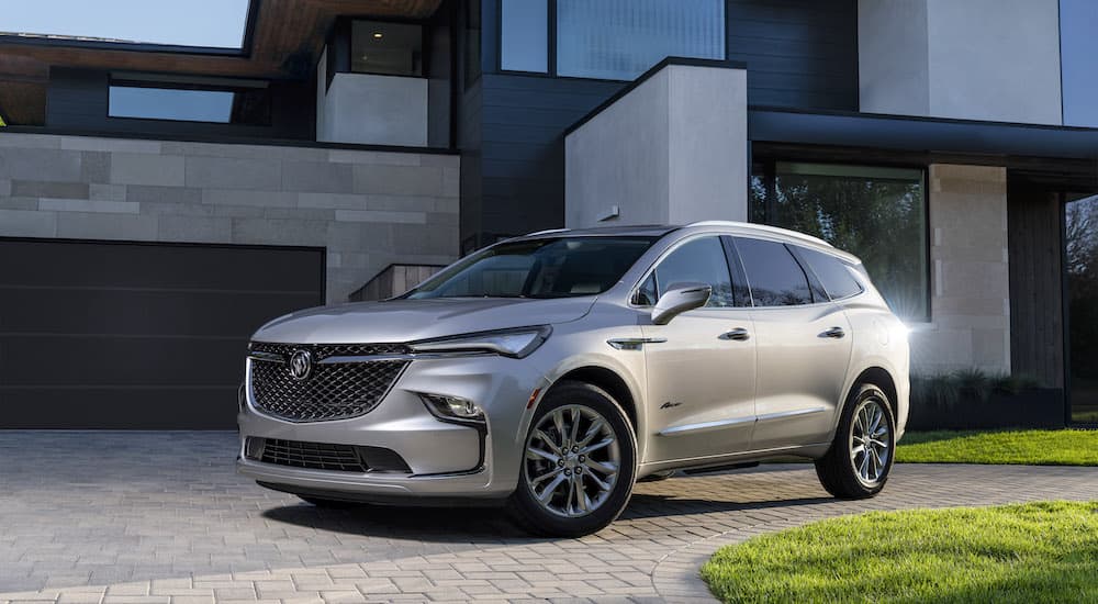 A 2022 Buick Enclave Avenir is shown from the front at an angle after leaving a Johns Creek Buick Dealer.