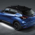 A blue 2022 Nissan Kicks is shown from a high angle.