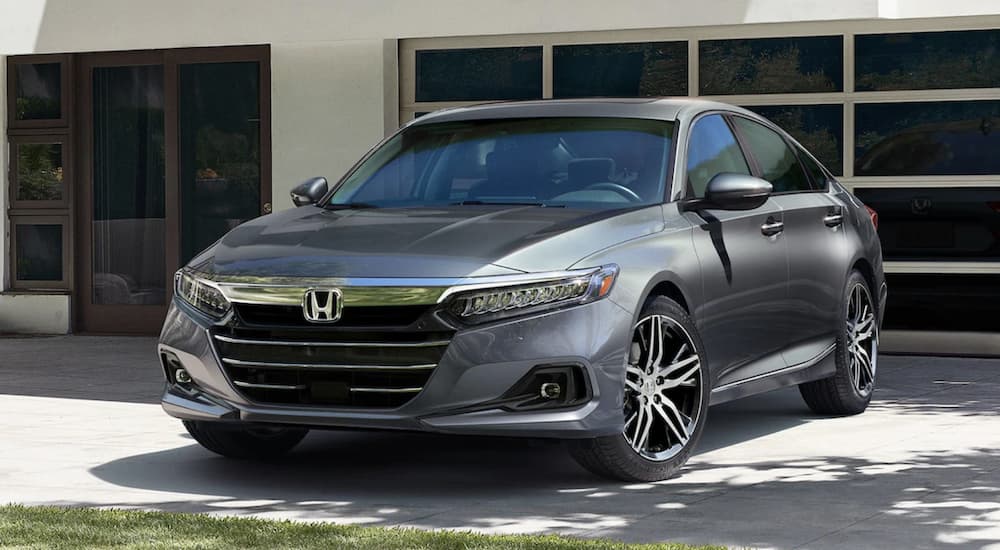 A grey 2022 Honda Accord 2.0T is shown from the front during a 2022 Nissan Altima vs 2022 Honda Accord comparison.