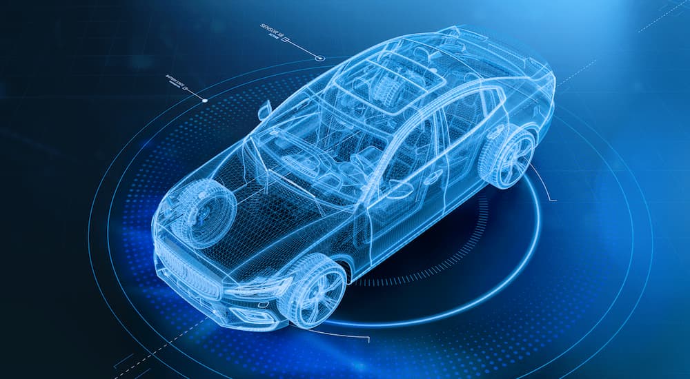 A car blueprint simulation is shown.