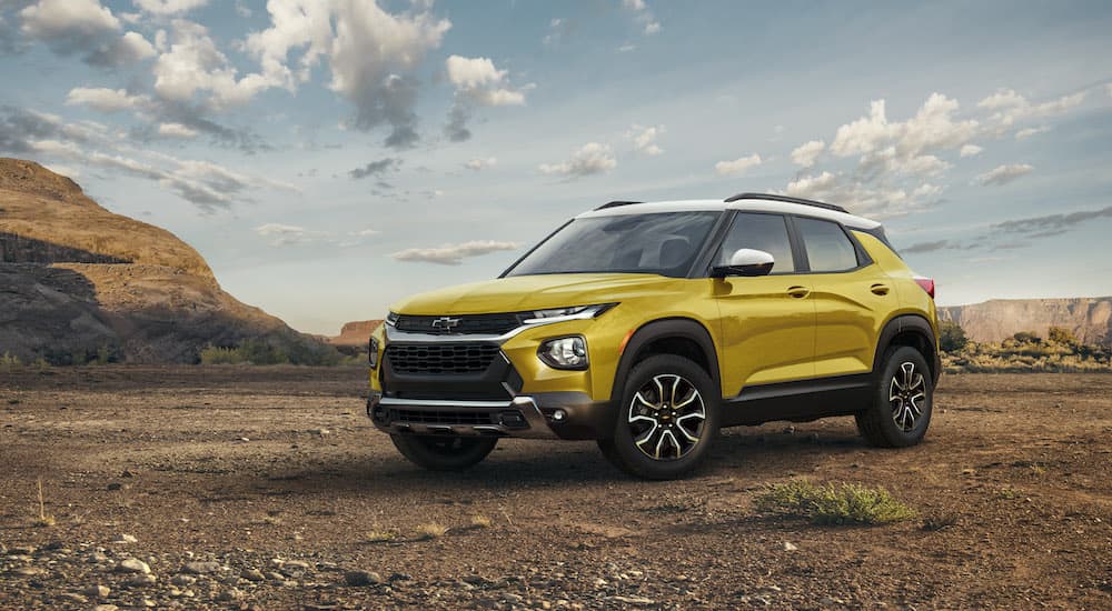 A yellow 2023 Chevy Trailblazer Activ is shown from the front at an angle.
