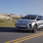 A silver 2022 Chevy Bolt EUV is shown from the front at an angle.
