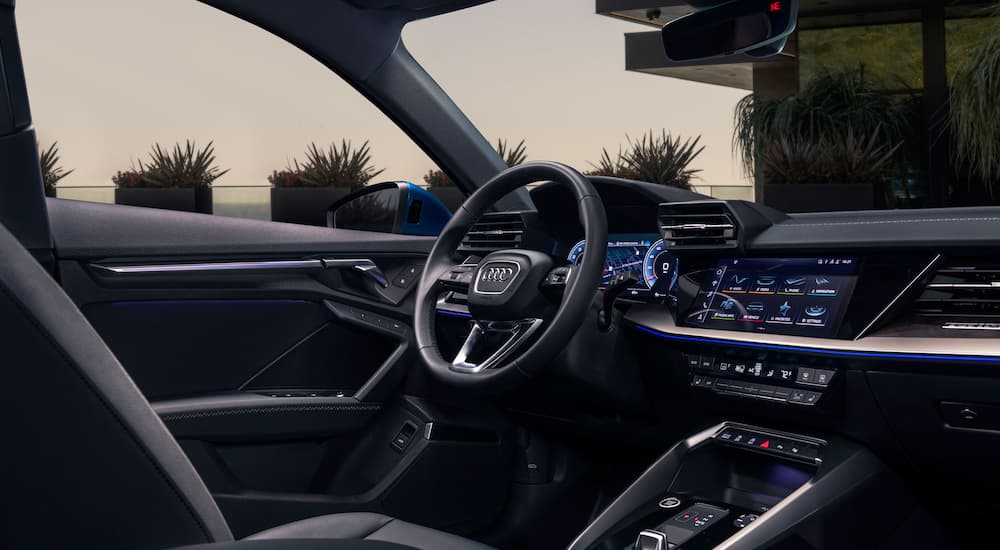 The black dash is shown in a 2023 Audi A3.