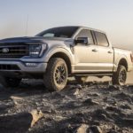 A silver 2021 Ford F-150 Tremor is shown from the front at an angle.
