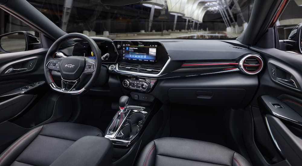 The interior of a 2024 Chevy Trax RS is shown from the passenger seat.