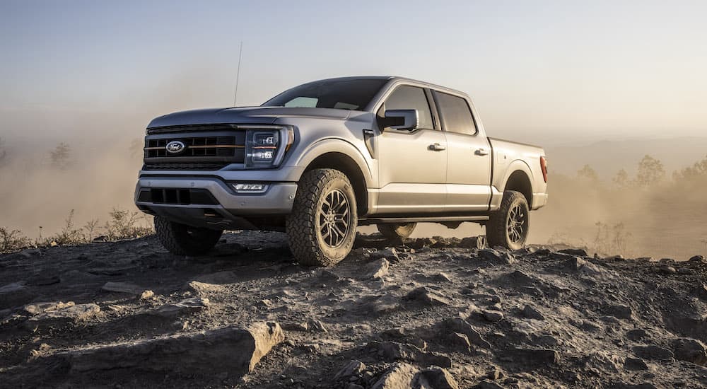 A silver 2023 Ford F-150 Tremor is shown from the front at an angle.