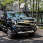 A black 2024 Chevy Silverado 2500HD High Country is shown from the front at an angle.