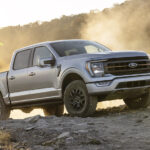 A silver 2021 Ford F-150 Tremor is shown from the front at an angle.