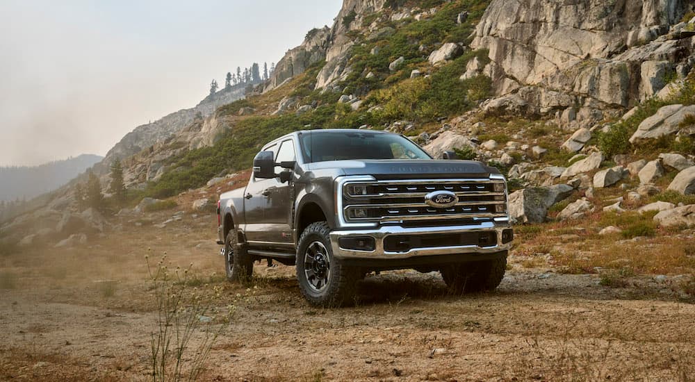 A grey 2023 Ford F-250 Tremor is shown from the front at an angle.