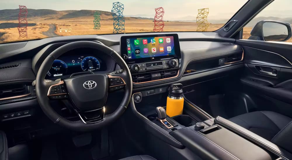 The many tech features of the 2024 Toyota Grand Highlander are shown in its front row.