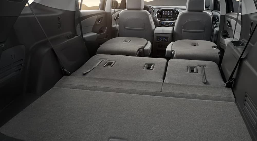 The spacious cabin of the 2020 Chevy Traverse is shown.