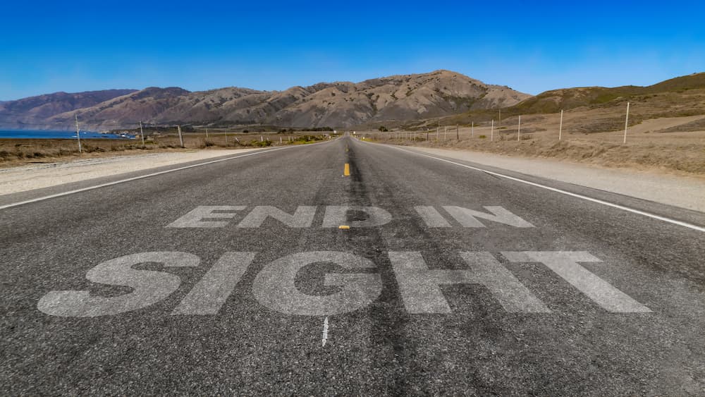 Written on the road, end in sight, is shown.